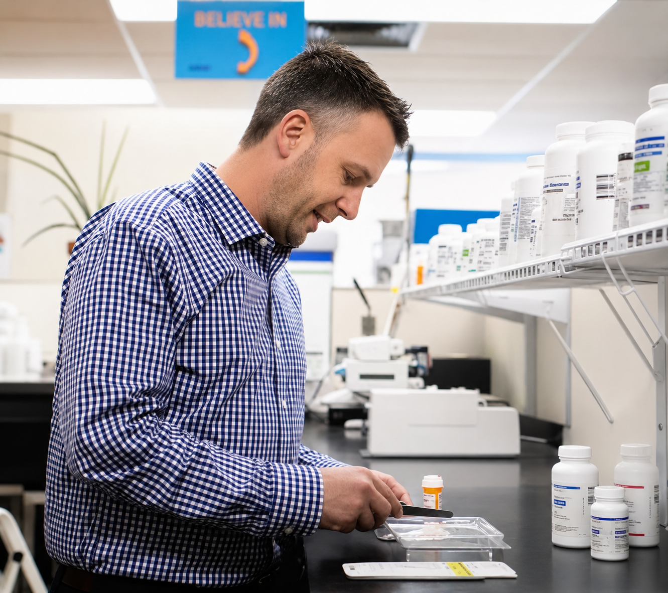 Parkway pharmacist preparing a prescription